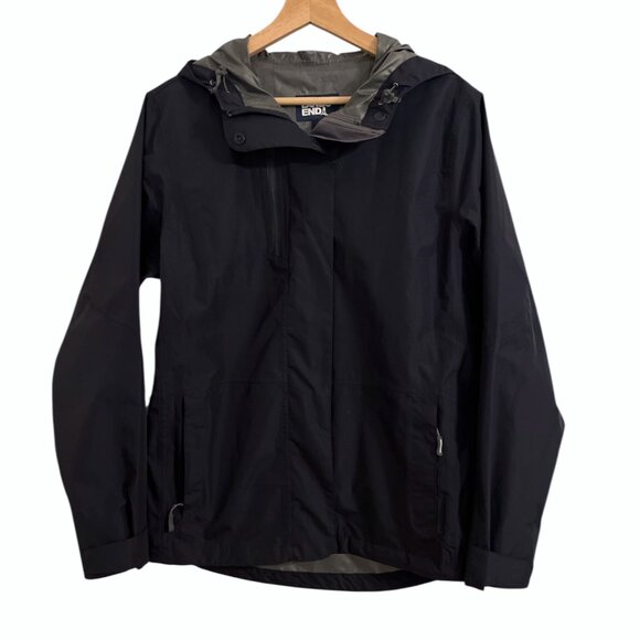 Lands' End Women's Rain Jacket Size Medium 10-12 Hooded Navy Blue - Picture 9 of 11